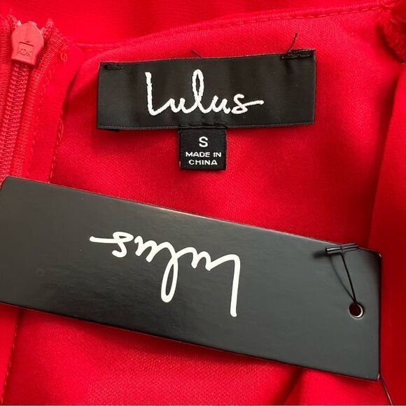 NWT Lulu’s Outstanding Red Ruched High-Low Midi Dress size S - Picture 10 of 12